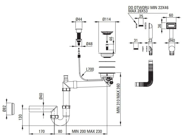 Zlewozmywak granitowy 1-komorowy alabaster Momi Deante
