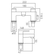 Bateria wannowa dwuotworowa dwuuchwytowa Vado Life