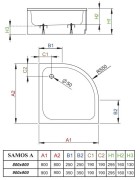 Brodzik półokrągły Radaway Samos A 80x80x29,5x16