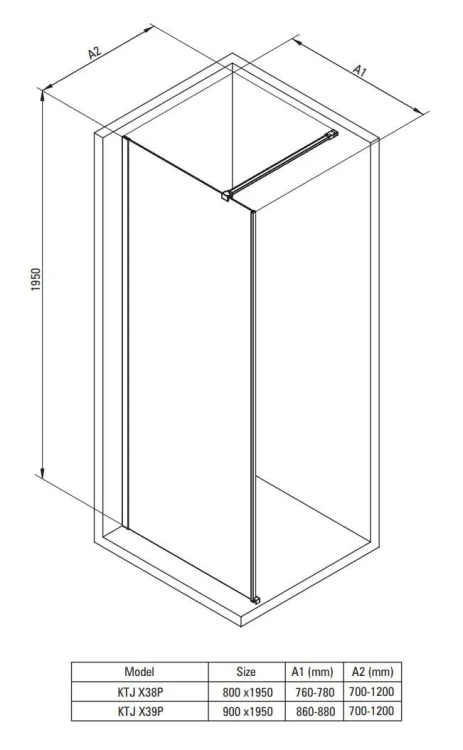 Ścianka prysznicowa walk-in 80x195 Prizma Deante złoto szczotkowane