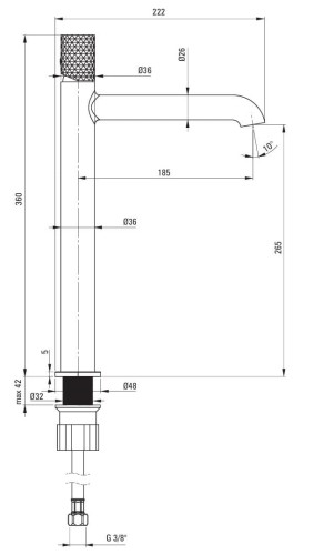 Bateria umywalkowa wysoka złoto szczotkowane Silia Hexa Deante