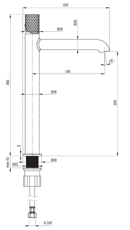 Bateria umywalkowa wysoka złoto szczotkowane Silia Hexa Deante