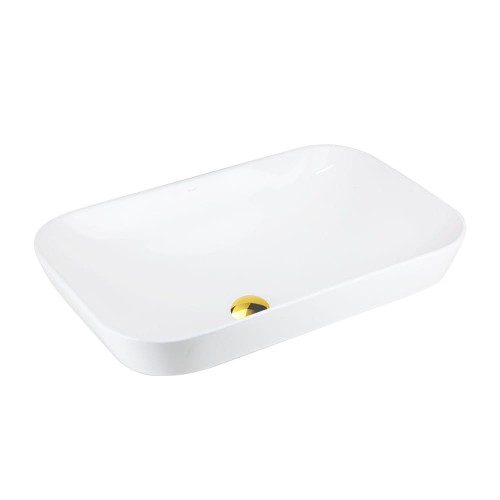 Umywalka nablatowa intero uc5580gl prostokątna 530x335x170 mm złoty korek