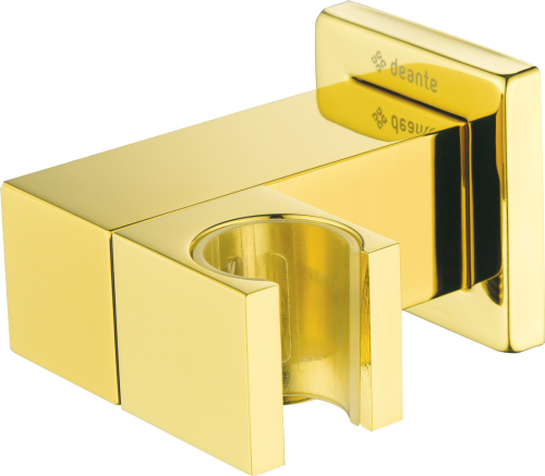 Przyłącze kątowe kwadratowe złote z uchwytem na słuchawkę Cascada Deante