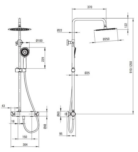 Deszczownica z baterią prysznicową Arnika Deante złoto szczotkowane