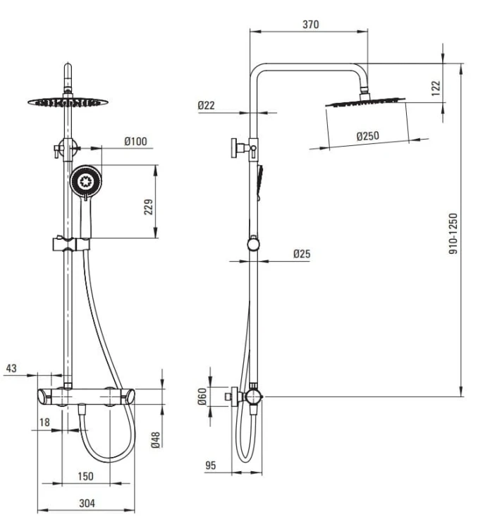 Deszczownica z baterią prysznicową Arnika Deante złoto szczotkowane