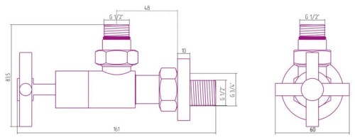 Zestaw zaworów kątowy SN kameleon SUNERZHA CROSS