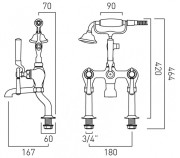 Bateria nawannowa z zestawem prysznicowym Axbridge Lever Chrom Vado