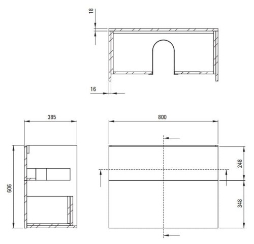 Szafka umywalkowa bez blatu 80x60x38,5 kaszmir Prizma Deante