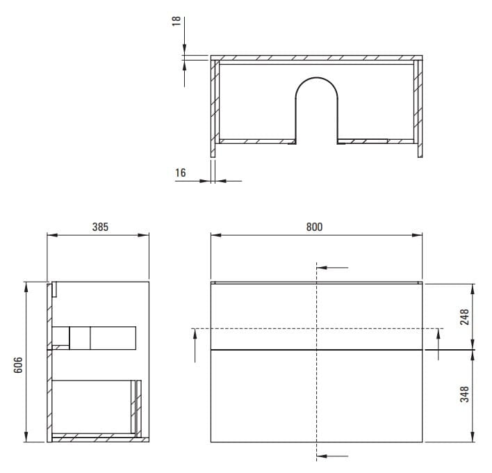 Szafka umywalkowa bez blatu 80x60x38,5 kaszmir Prizma Deante