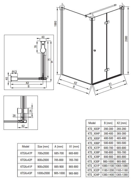 Kabina prysznicowa kwadratowa 80x80x200 chrom Kerria Plus Deante