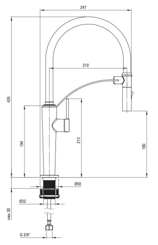 Bateria kuchenna z elastyczną wylewką Corda Deante złoto szczotkowane