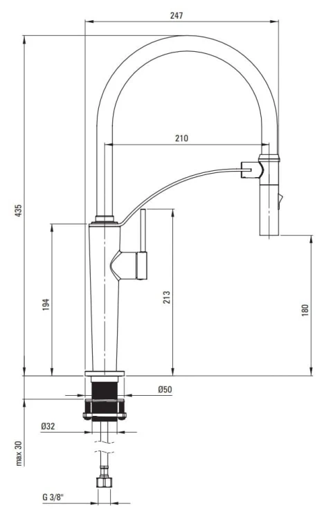 Bateria kuchenna z elastyczną wylewką Corda Deante złoto szczotkowane