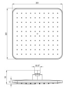 Głowica prysznicowa 1-funkcyjna - 201x201 mm Boro Deante nero czarna