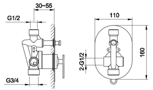 Bateria wannowa podtynkowa KOHLMAN Boxine QW210B
