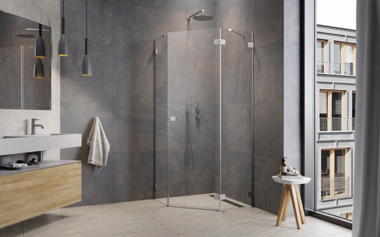 Kabina pięciokątna Essenza Pro 8 Brushed Nickel PTJ Radaway prawa