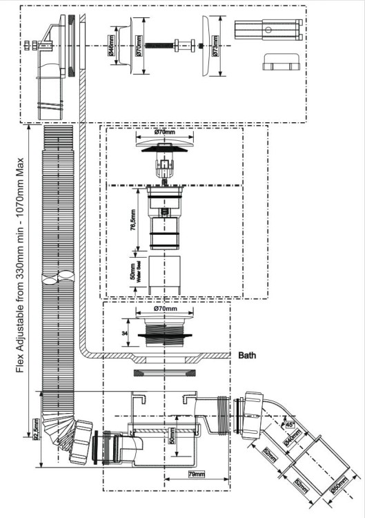 Syfon wannowy McAlpine HC2600CL-GOLD