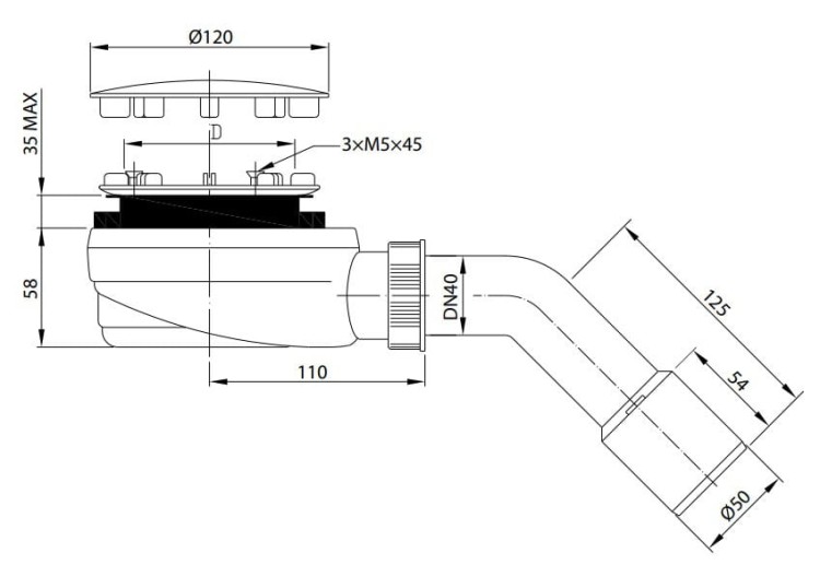 Syfon brodzikowy R580 90mm Radaway