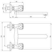 Bateria kuchenna ścienna chrom Teno Deante
