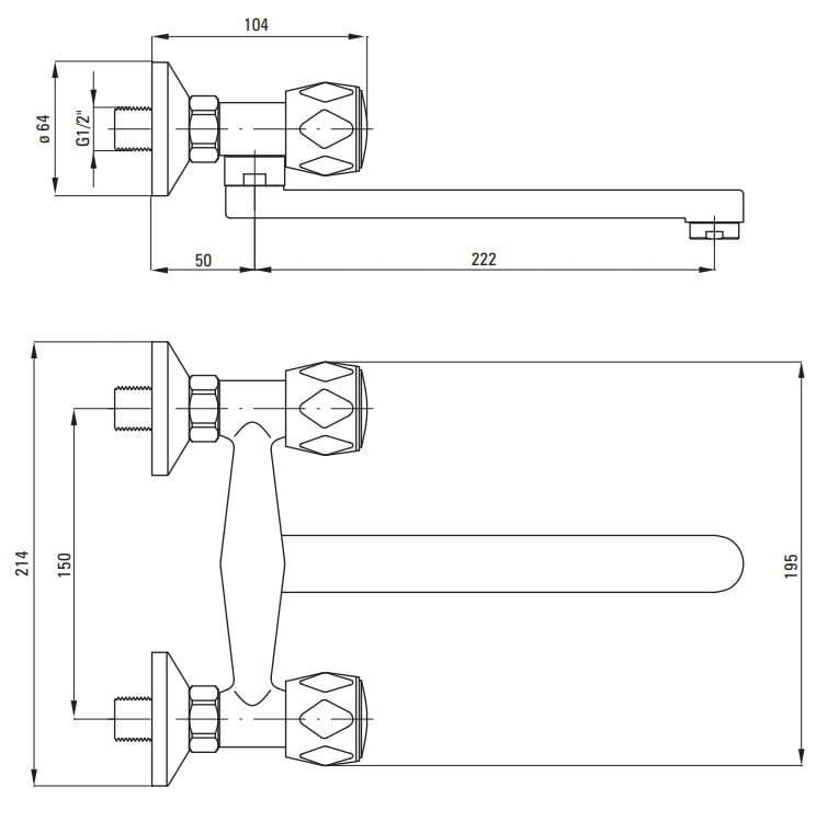 Bateria kuchenna ścienna chrom Teno Deante