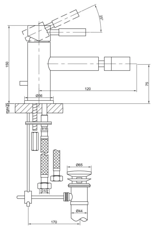 Bateria bidetowa stojąca Roxin Black KOHLMAN QB130RB czarna