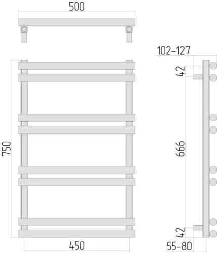 Grzejnik łazienkowy Sunerzha Apus 75x50 stal szczotkowana