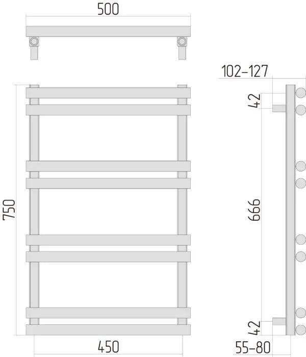Grzejnik łazienkowy Sunerzha Apus 75x50 stal szczotkowana