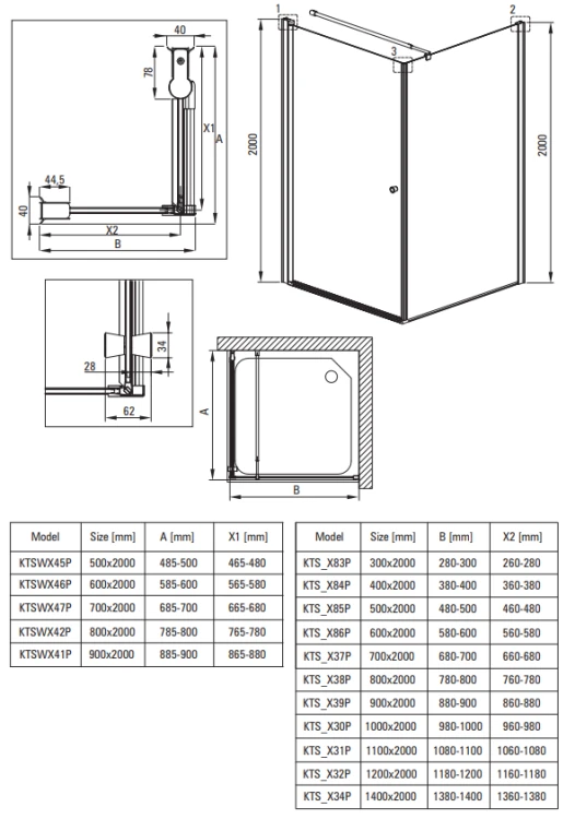 Kabina prysznicowa kwadratowa 90x90x200 nero Kerria Plus Deante