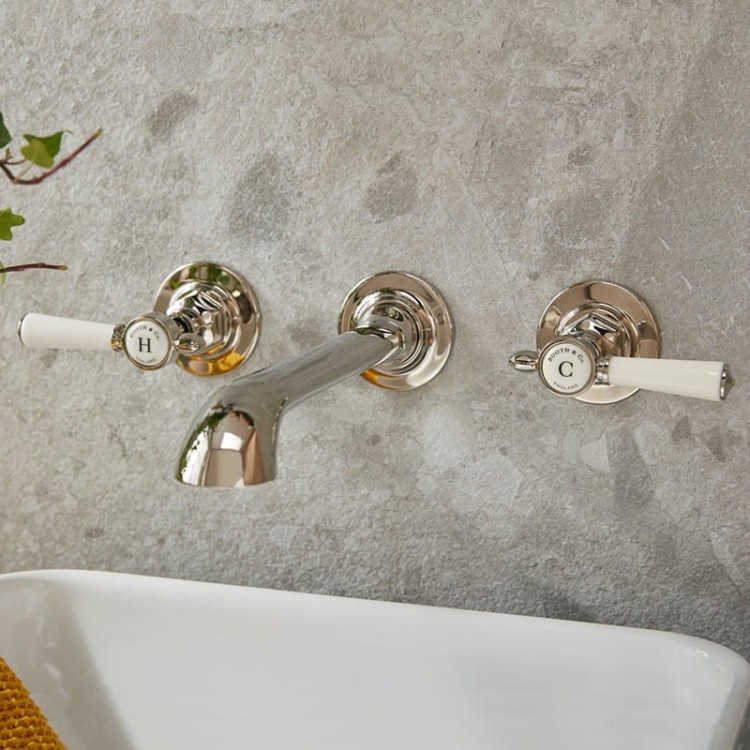 Bateria umywalkowa trzyotworowa Axbridge Cross nikiel polerowany Vado