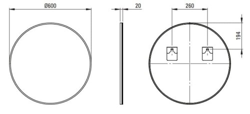 Lustro wiszące w ramie okrągłe 60 cm nero Round Deante