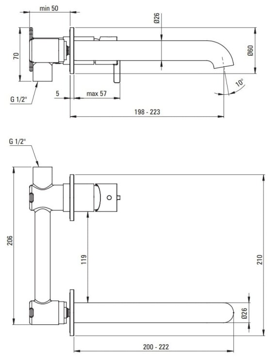 Bateria umywalkowa podtynkowa Silia Deante nero czarna
