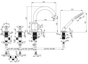Bateria wannowa 4-otworowa Deante Temisto z zestawem prysznicowym