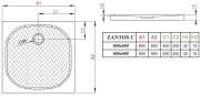 Brodzik płytki kwadratowy Radaway Zantos C 80x80x3,2x1,0