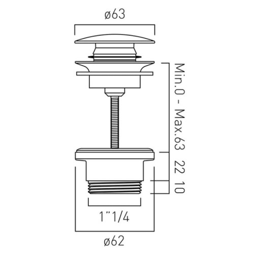 Korek umywalkowy klik-klak VADO złoty szczotkowany