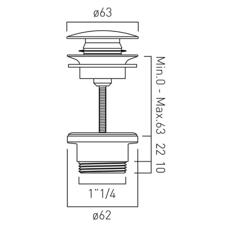 Korek umywalkowy klik-klak VADO złoty szczotkowany