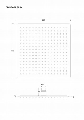 Deszczownica natryskowa corsan cmd30bl slim stalowa czarna kwadratowa 30 cm