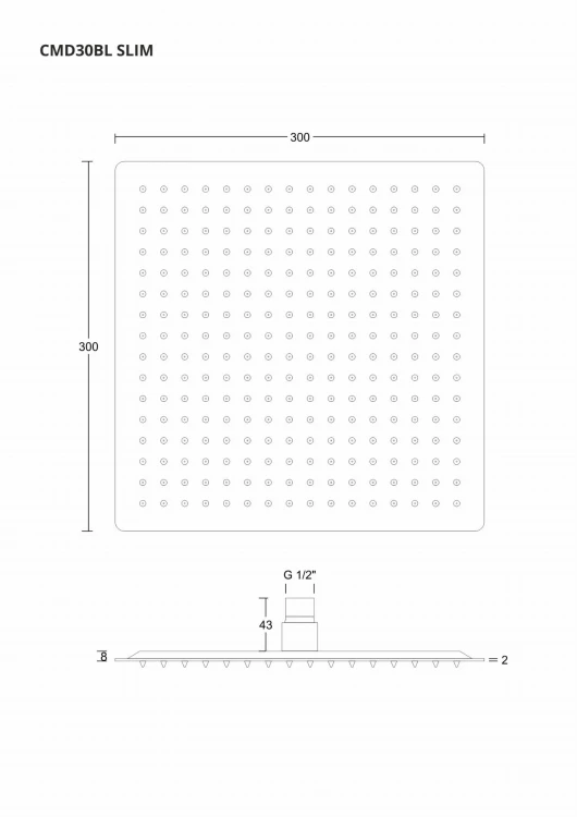 Deszczownica natryskowa corsan cmd30bl slim stalowa czarna kwadratowa 30 cm