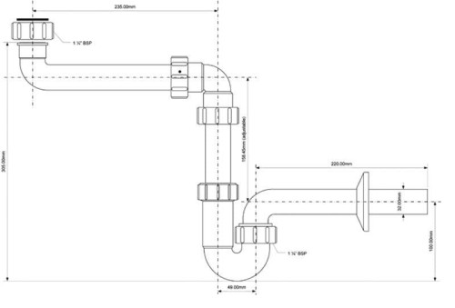Syfon umywalkowy McAlpine HC4PF-32SPS