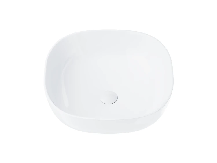 Wolnostojąca umywalka nablatowa corsan 649995 kwadratowa biała 42 x 42 x 14,5 cm z korkiem białym