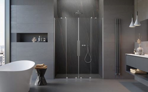 Drzwi prysznicowe Furo Brushed Nickel DWD Radaway nikiel