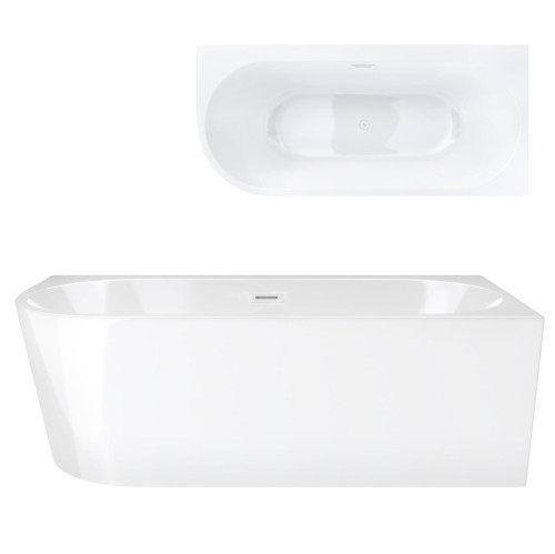 Wanna wolnostojąca narożna corsan intero 150 x 75 montaż prawostronny korek klik-klak biały