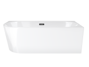 Wanna wolnostojąca narożna corsan intero 150 x 74 z szeroką krawędzią montaż prawostronny korek klik-klak grafit / gunmetal