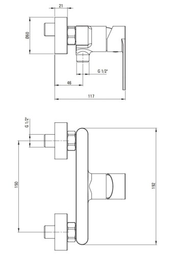Bateria prysznicowa ścienna złota Alpinia Deante