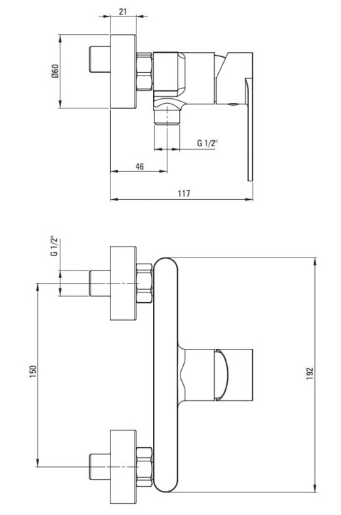Bateria prysznicowa ścienna złota Alpinia Deante