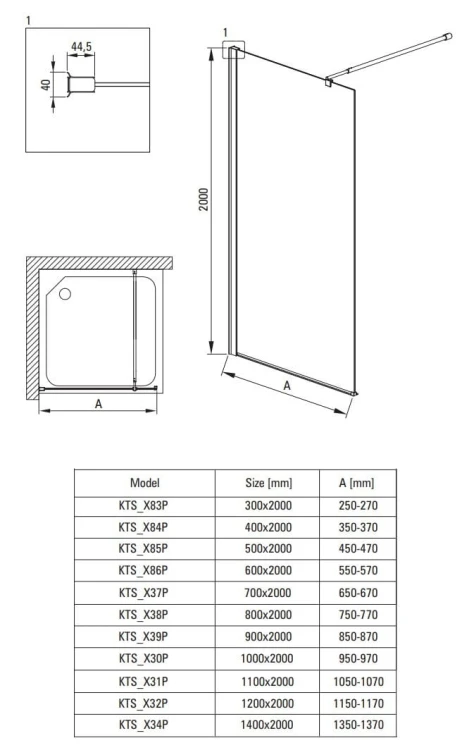 Ścianka prysznicowa / walk-in Kerria Plus 60x200 Deante nero
