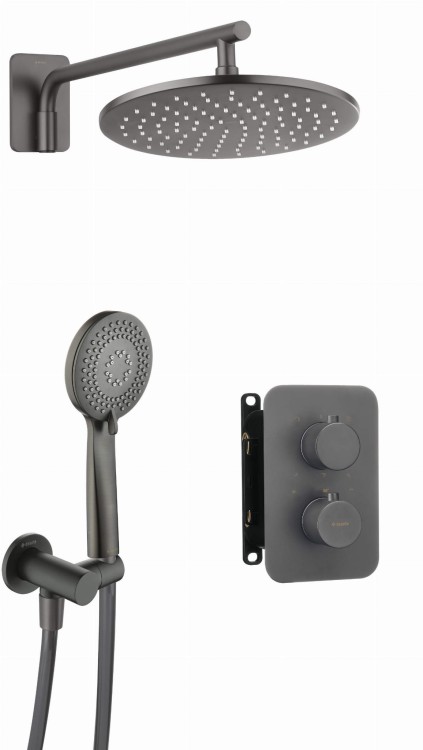 Zestaw prysznicowy podtynkowy z BOXem termostatycznym titanium Deante