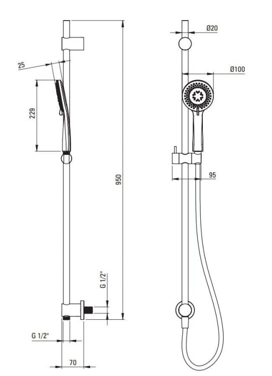 Zestaw prysznicowy 1-funkcyjny z drążkiem Arnika Deante NQAD61K