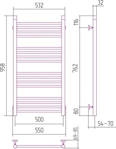 Grzejnik łazienkowy Sunerzha Bohemia 100x50cm stal polerowana