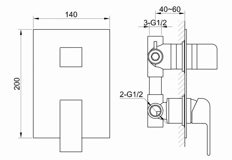Bateria wannowa podtynkowa Saxo KOHLMAN QW211S