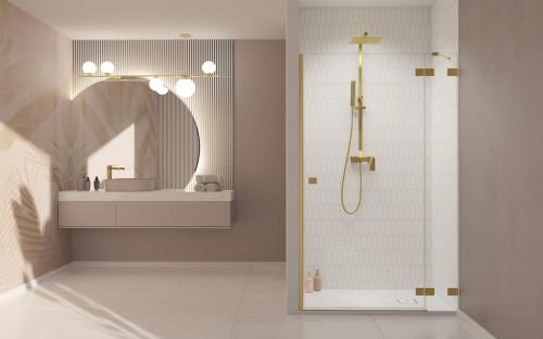 Drzwi prysznicowe Essenza Pro Brushed Gold DWJ Radaway prawe złote